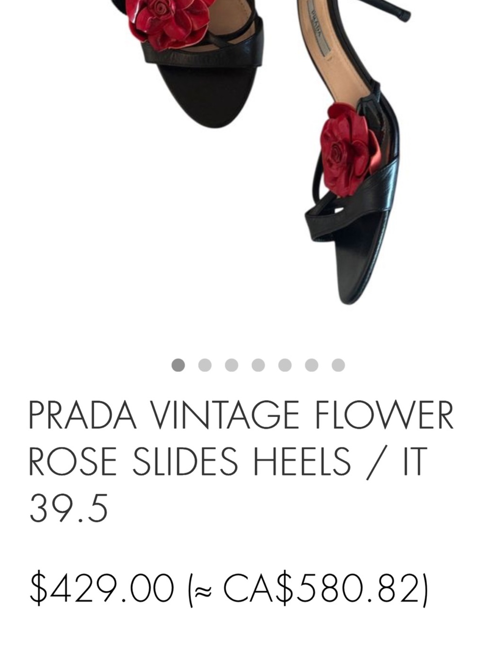 Prada Black Leather Slingback Sandals with Red Flower Embellishment - Picture 5 of 5